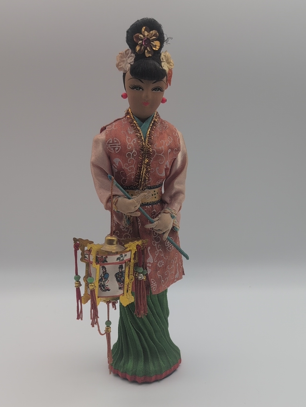 Vintage chinese doll figurine with lantern, chinese Doll Collectible